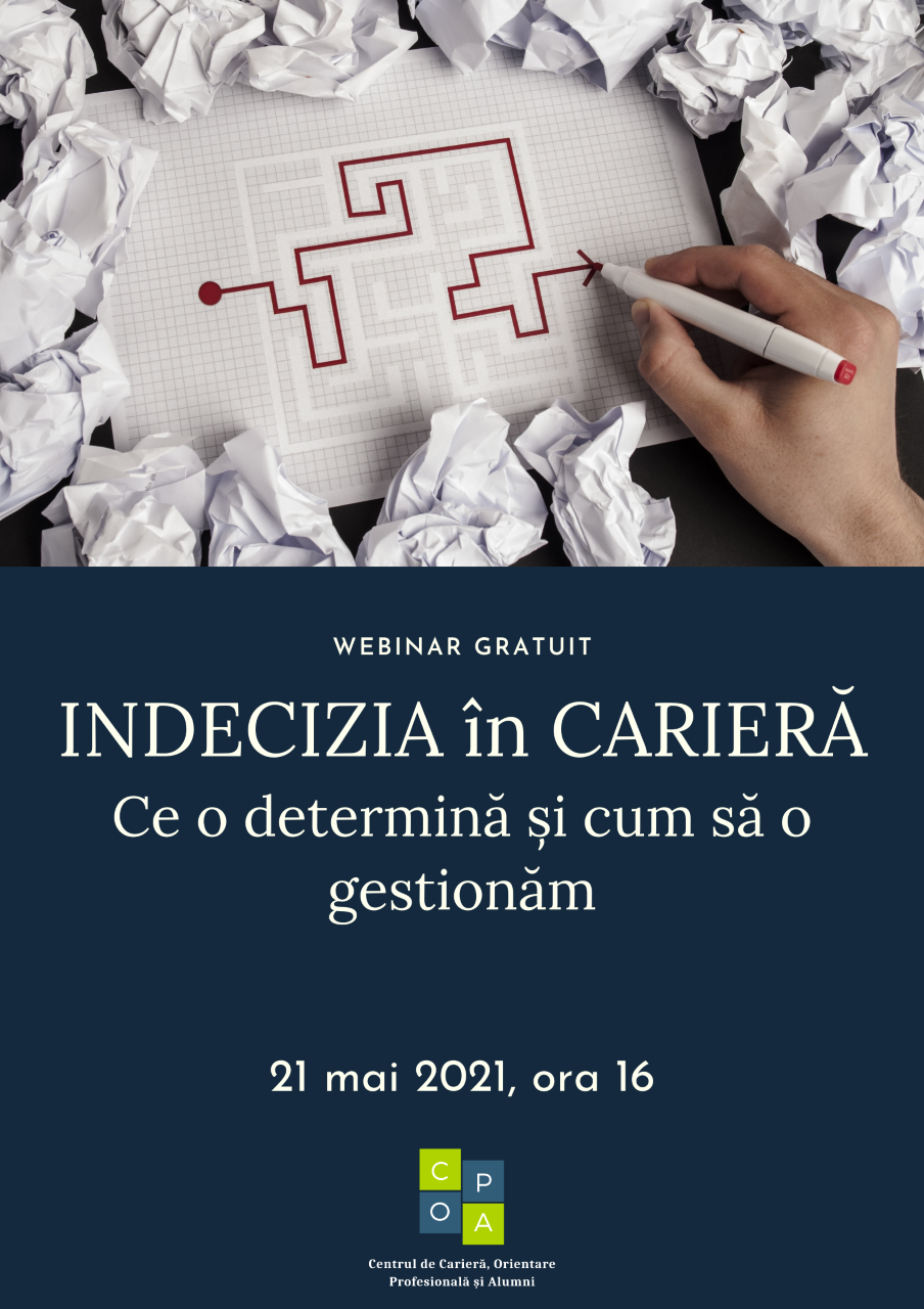 Read more about the article Webinar – Indecizia în carieră (21 mai)